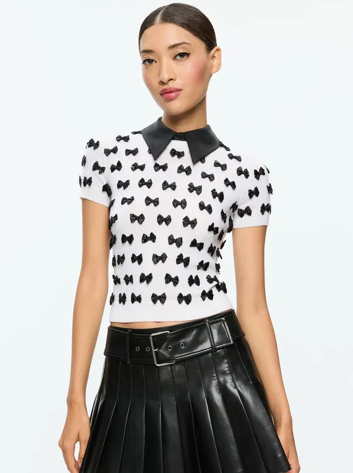 Tops Women Alice Olivia Ciara Pullover Soft Whiteblack