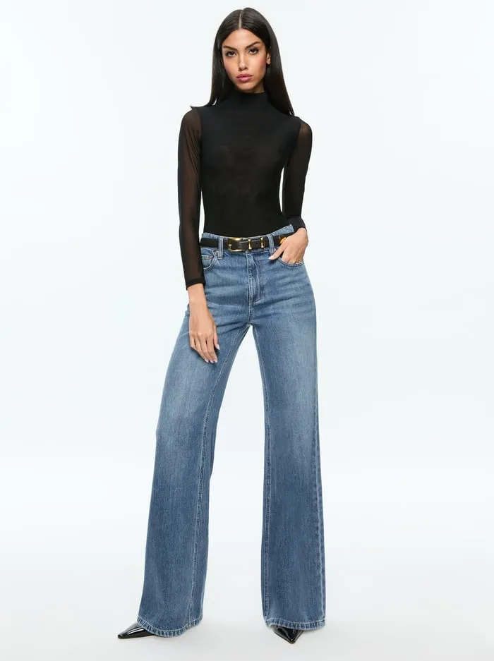 Tops Women Alice Olivia Clarinda Bodysuit Black