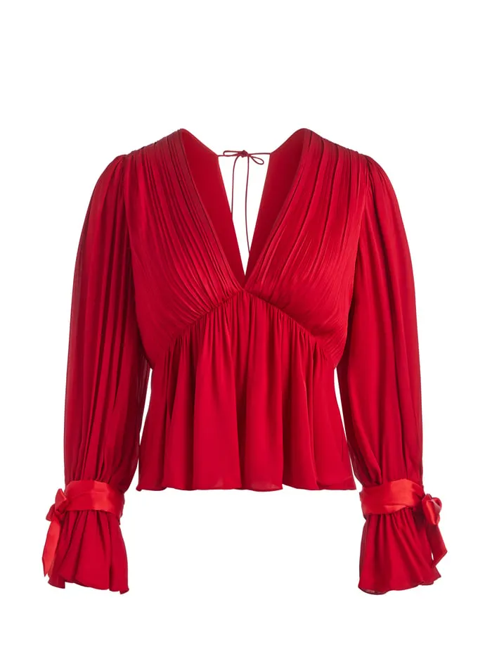 Tops Women Alice Olivia Clarissa Blouse Bright Ruby