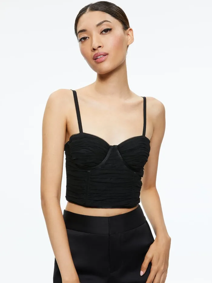 Tops Women Alice Olivia Damia Ruched Bustier Top Black