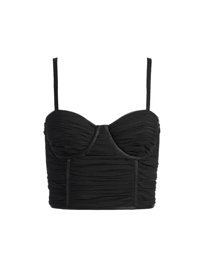 Tops Women Alice Olivia Damia Ruched Bustier Top Black