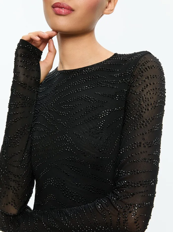 Tops Women Alice Olivia Delaina Embellished Top Zebrablack