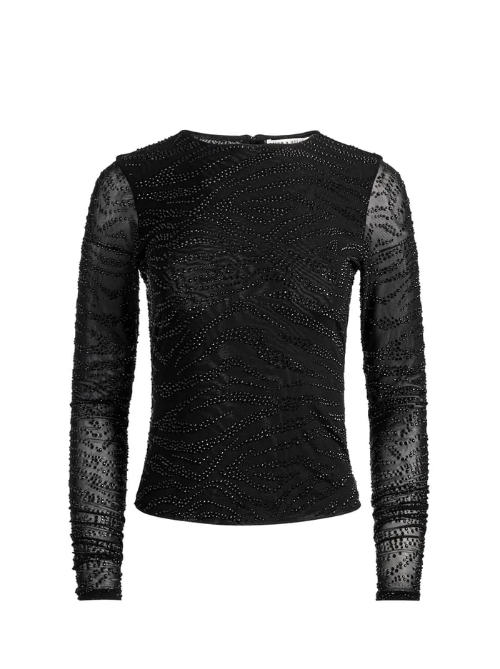 Tops Women Alice Olivia Delaina Embellished Top Zebrablack