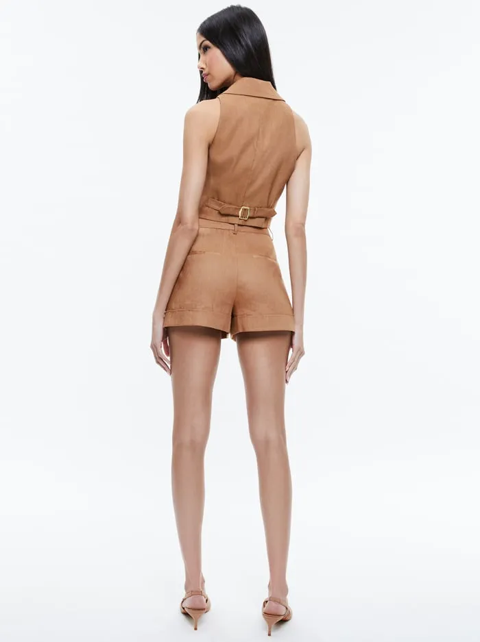 Tops Women Alice Olivia Donna Linen Vest Tan