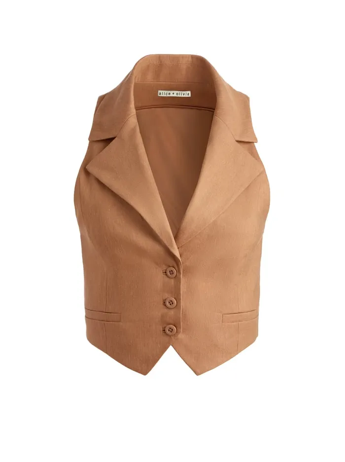 Tops Women Alice Olivia Donna Linen Vest Tan