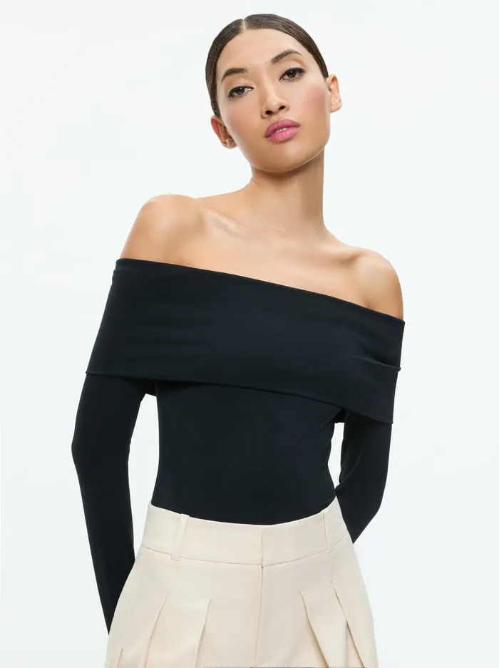 Tops Women Alice Olivia Elia Bodysuit Black