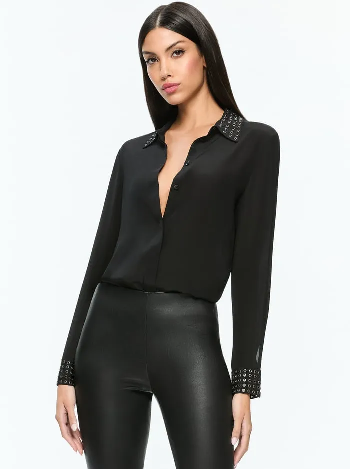 Tops Women Alice Olivia Willa Grommet Top Black