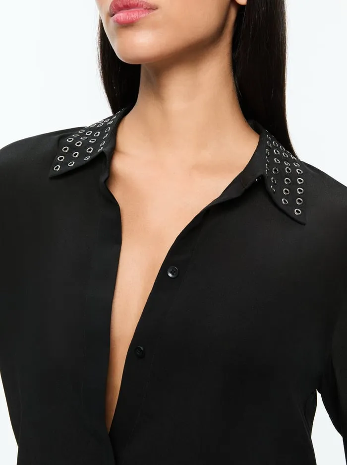 Tops Women Alice Olivia Willa Grommet Top Black