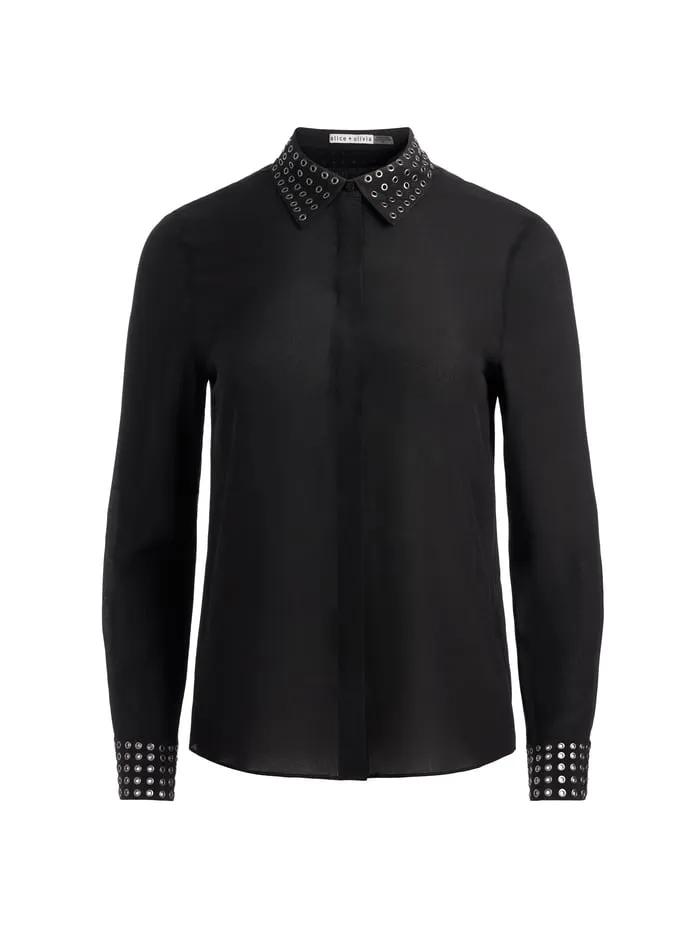 Tops Women Alice Olivia Willa Grommet Top Black