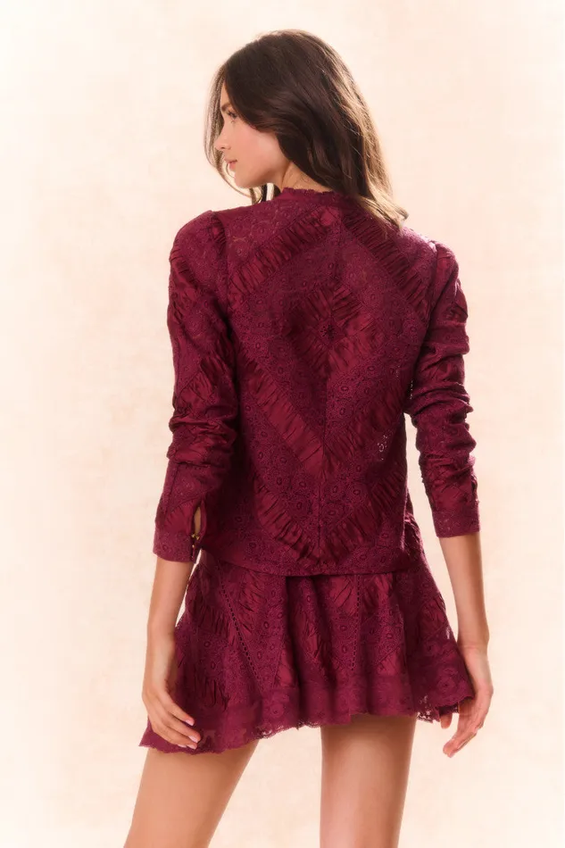 Tops Women LoveShackFancy Isaline Button Down Lace Top Oxblood