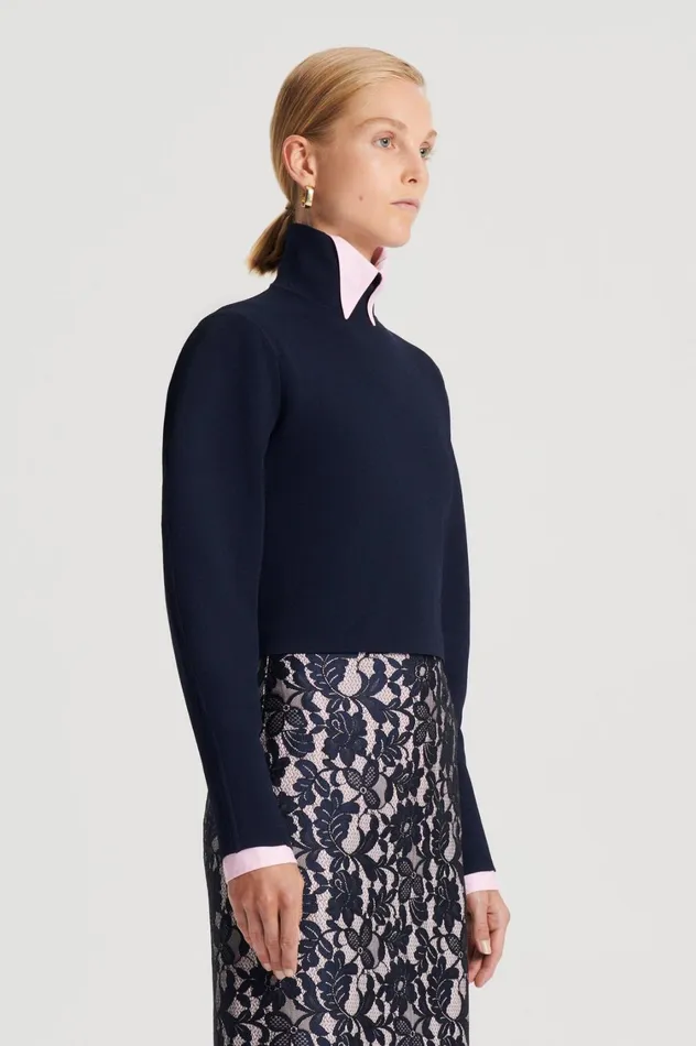 Tops Women Scanlan Theodore CREPE KNIT COCOON SLEEVE SWEATER Navy Tops Women Scanlan Theodore CREPE KNIT COCOON SLEEVE SWEATER Navy