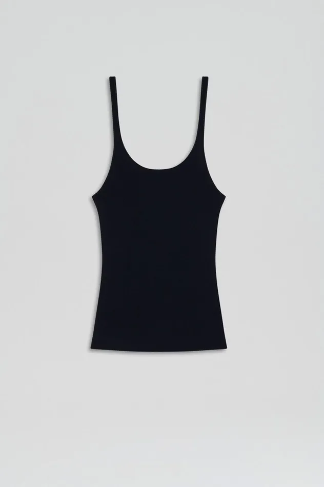 Tops Women Scanlan Theodore CREPE KNIT RIB SINGLET Navy Tops Women Scanlan Theodore CREPE KNIT RIB SINGLET Navy