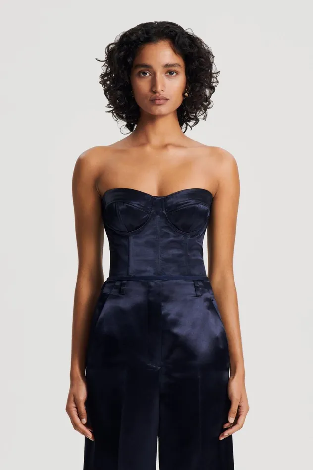 Tops Women Scanlan Theodore FRENCH SATIN BUSTIER Ink Tops Women Scanlan Theodore FRENCH SATIN BUSTIER Ink