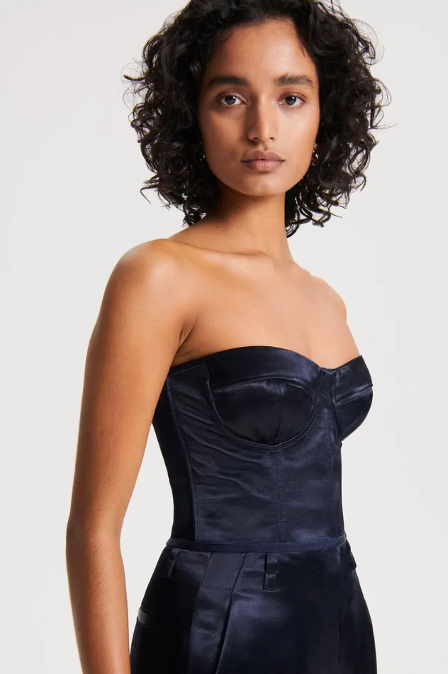 Tops Women Scanlan Theodore FRENCH SATIN BUSTIER Ink Tops Women Scanlan Theodore FRENCH SATIN BUSTIER Ink