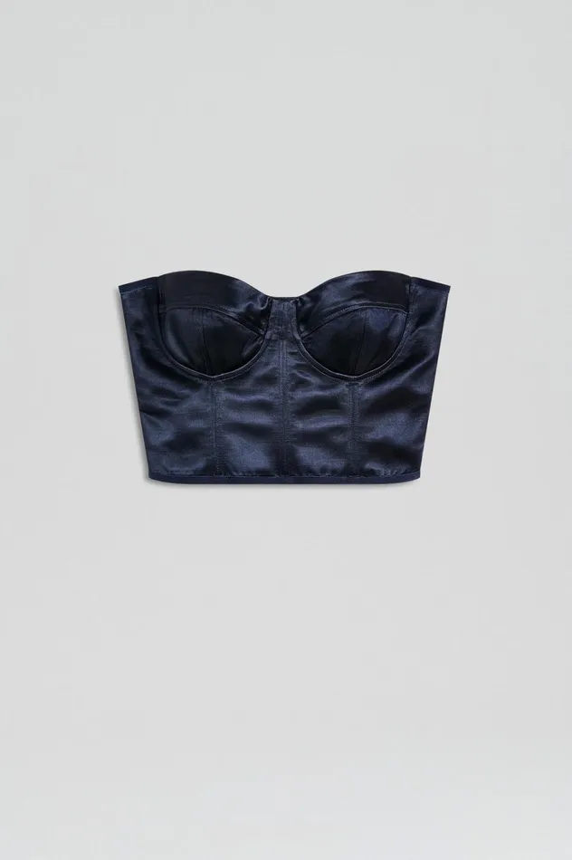 Tops Women Scanlan Theodore FRENCH SATIN BUSTIER Ink Tops Women Scanlan Theodore FRENCH SATIN BUSTIER Ink