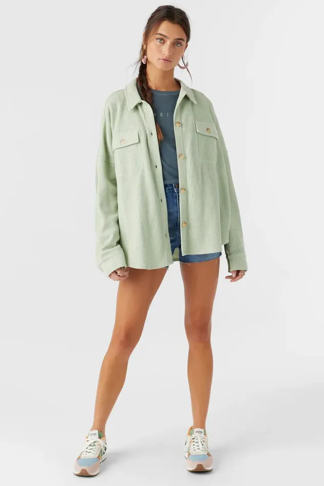 TOUR WAFFLE KNIT OVERSIZED FIT SHACKET Desert Sage Women O039NEILL Clothing