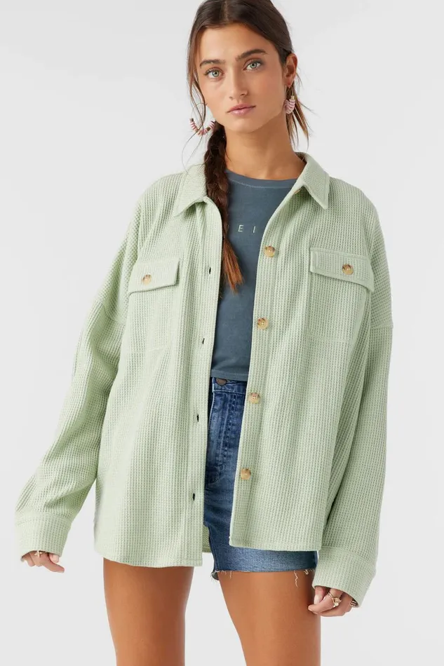 TOUR WAFFLE KNIT OVERSIZED FIT SHACKET Desert Sage Women O039NEILL Clothing