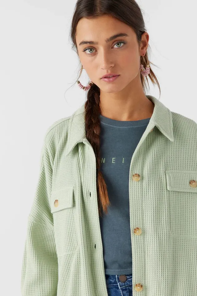 TOUR WAFFLE KNIT OVERSIZED FIT SHACKET Desert Sage Women O039NEILL Clothing