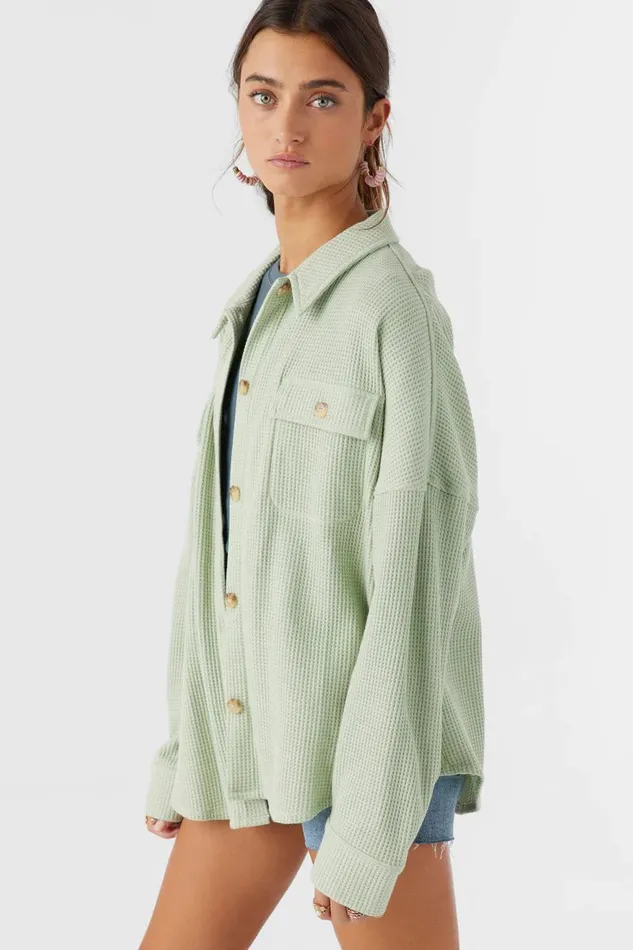 TOUR WAFFLE KNIT OVERSIZED FIT SHACKET Desert Sage Women O039NEILL Clothing