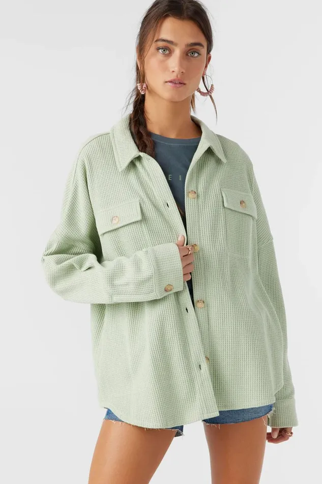 TOUR WAFFLE KNIT OVERSIZED FIT SHACKET Desert Sage Women O039NEILL Clothing