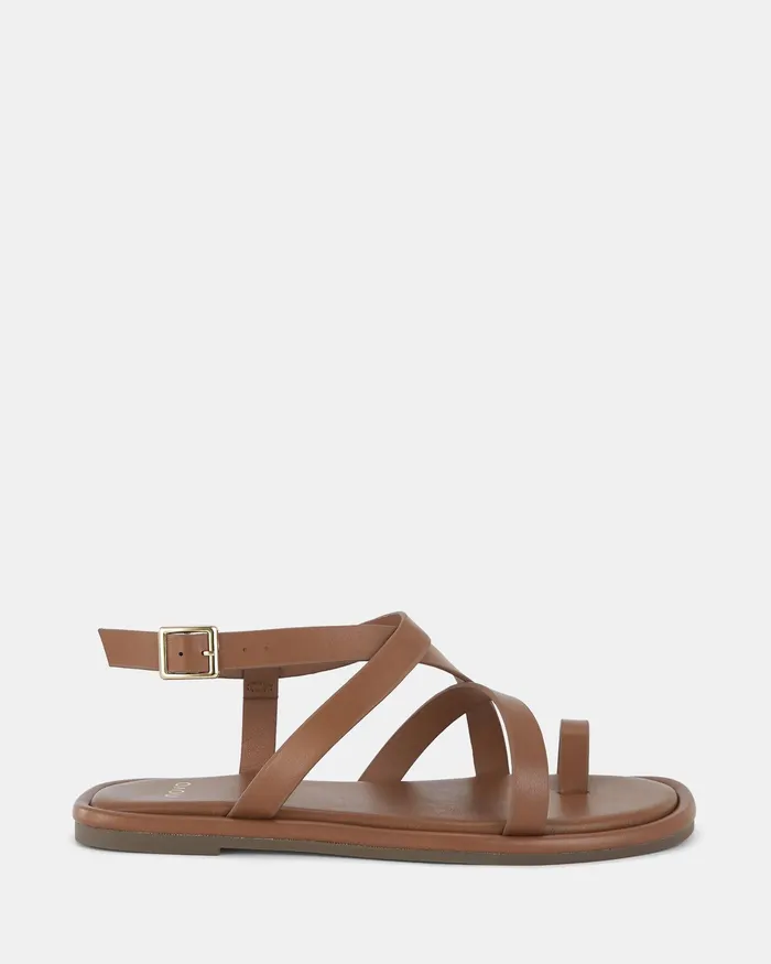 TRASTEVERE CARAMEL Flat Sandals Women Flat Sandals NOVO Shoes