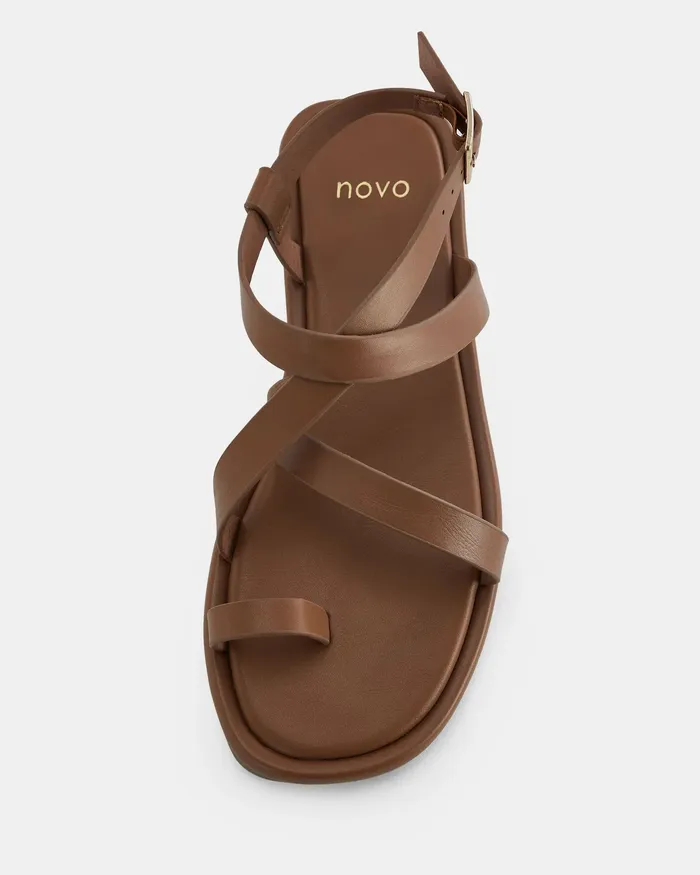 TRASTEVERE CARAMEL Flat Sandals Women Flat Sandals NOVO Shoes