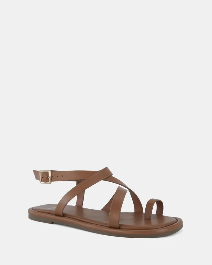 TRASTEVERE CARAMEL Flat Sandals Women Flat Sandals NOVO Shoes
