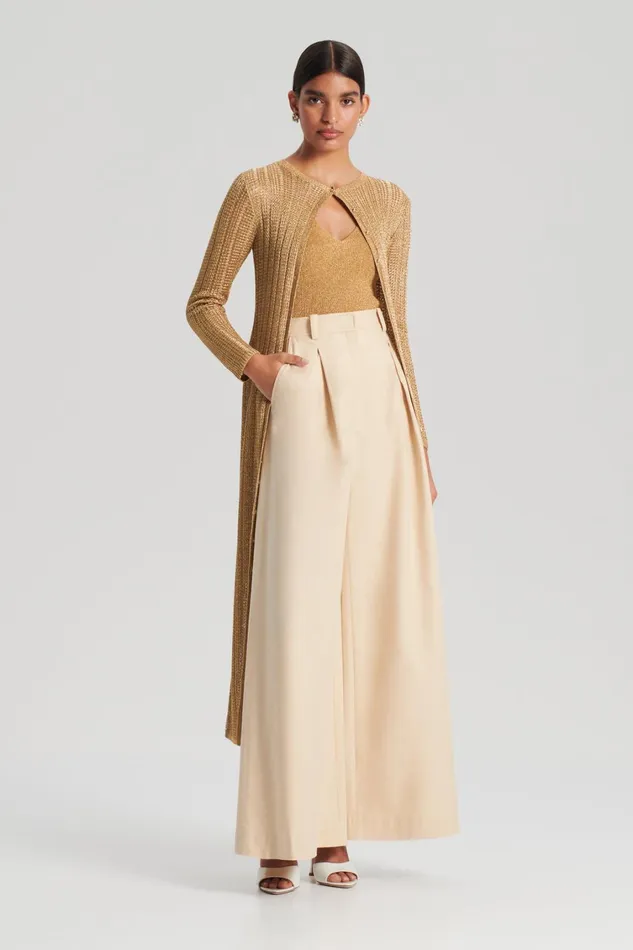 Trousers Women Scanlan Theodore PLEAT DRAPE LEG TROUSER Sand