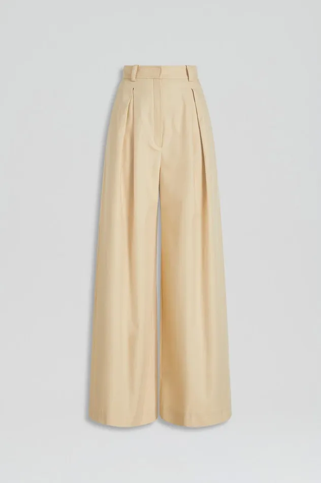 Trousers Women Scanlan Theodore PLEAT DRAPE LEG TROUSER Sand Trousers Women Scanlan Theodore PLEAT DRAPE LEG TROUSER Sand