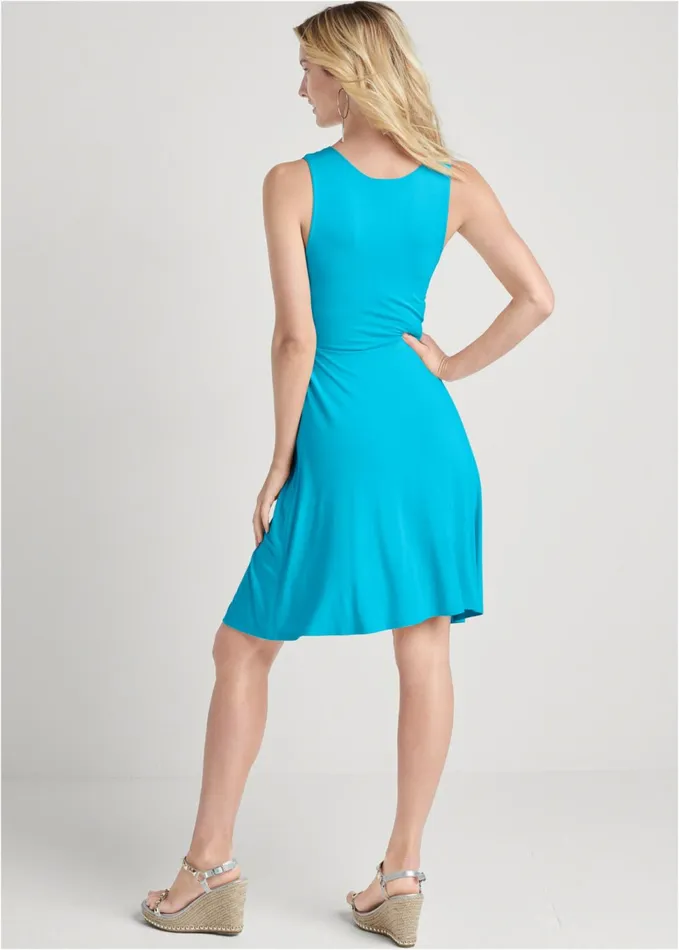 TWIST FRONT ALINE DRESS Aqua Women VENUS Casual Dresses TWIST FRONT ALINE DRESS Aqua Women VENUS Casual Dresses