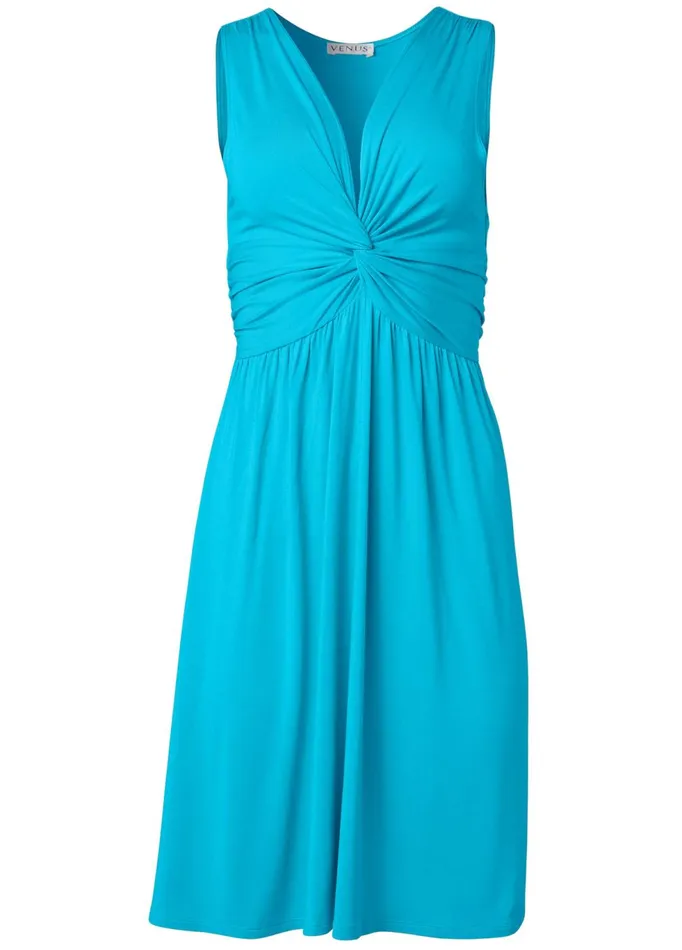 TWIST FRONT ALINE DRESS Aqua Women VENUS Casual Dresses TWIST FRONT ALINE DRESS Aqua Women VENUS Casual Dresses