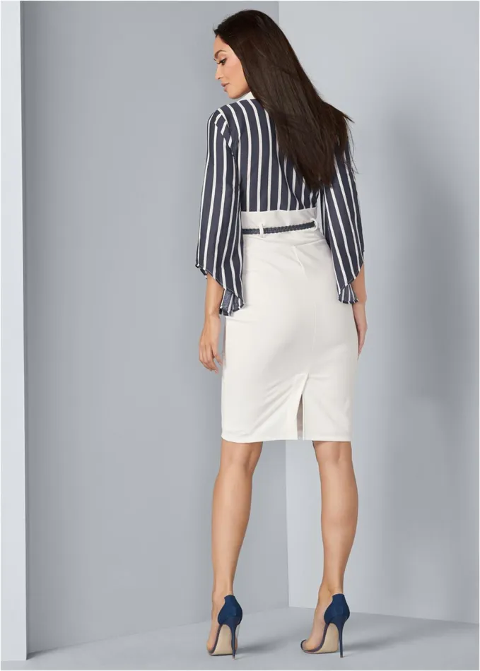 TWOFER COLLARED MIDI DRESS Navy Multi Women VENUS Midi Dresses