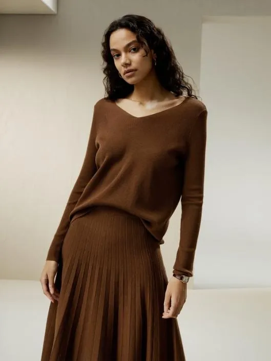 Vneck Ultrafine Merino Wool Sweater Women Lilysilk Knitwear