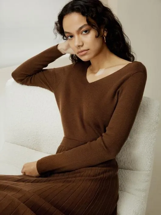 Vneck Ultrafine Merino Wool Sweater Women Lilysilk Knitwear