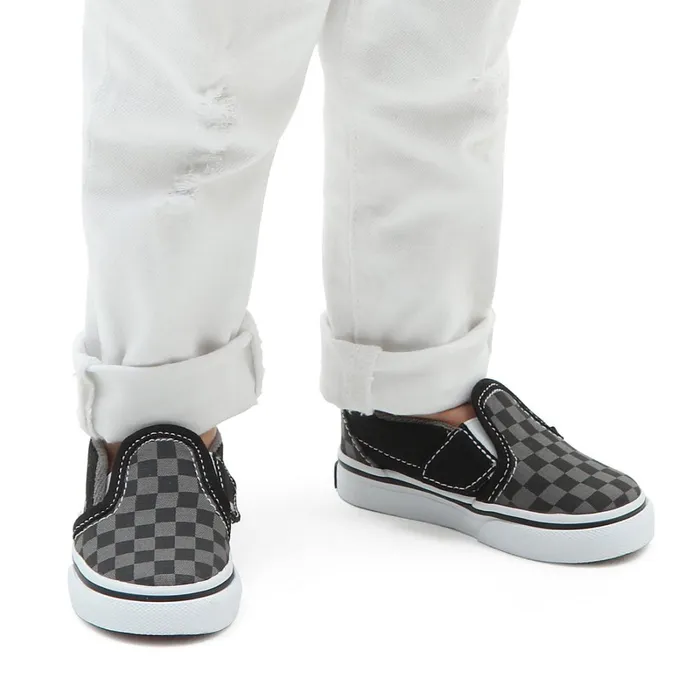 Vans Classics Kids Toddler Checkerboard SlipOn Hook And Loop Shoes 14 Years Black Grey