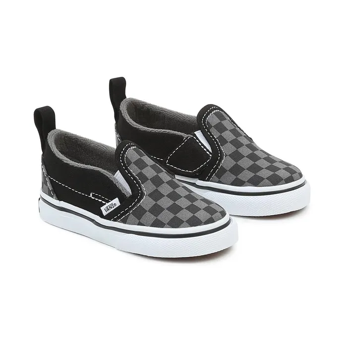 Vans Classics Kids Toddler Checkerboard SlipOn Hook And Loop Shoes 14 Years Black Grey