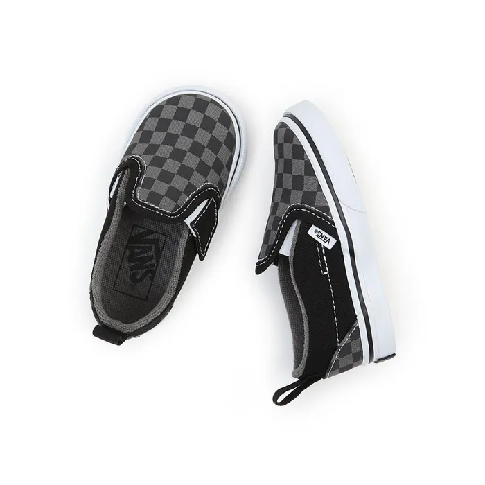 Vans Classics Kids Toddler Checkerboard SlipOn Hook And Loop Shoes 14 Years Black Grey