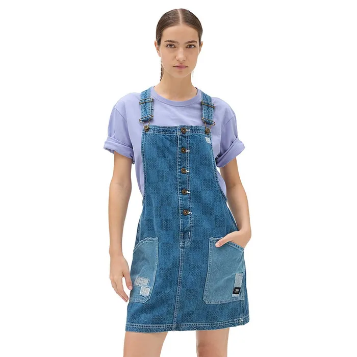 Vans Dresses and Skirts Women Mended Check Denim Pinafore Dress Blue