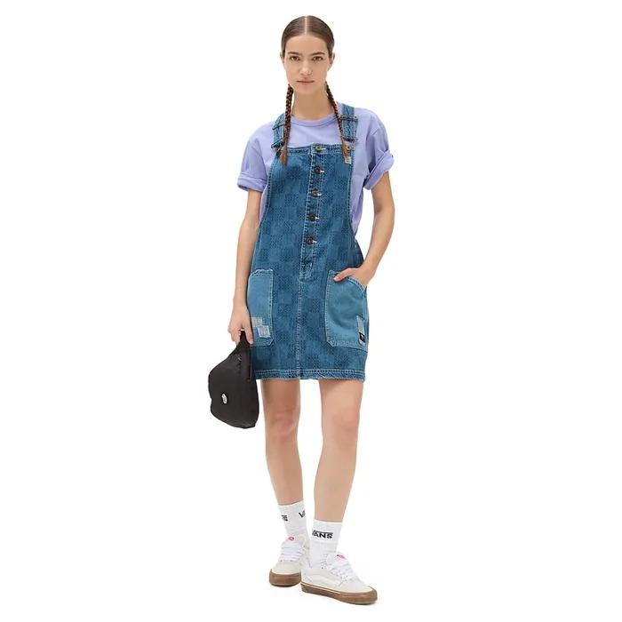 Vans Dresses and Skirts Women Mended Check Denim Pinafore Dress Blue