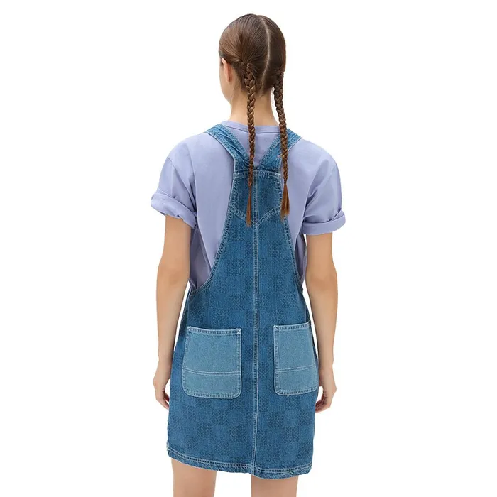 Vans Dresses and Skirts Women Mended Check Denim Pinafore Dress Blue