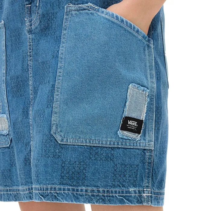 Vans Dresses and Skirts Women Mended Check Denim Pinafore Dress Blue