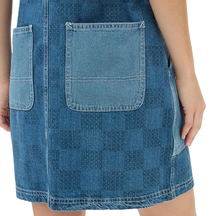 Vans Dresses and Skirts Women Mended Check Denim Pinafore Dress Blue