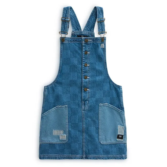 Vans Dresses and Skirts Women Mended Check Denim Pinafore Dress Blue