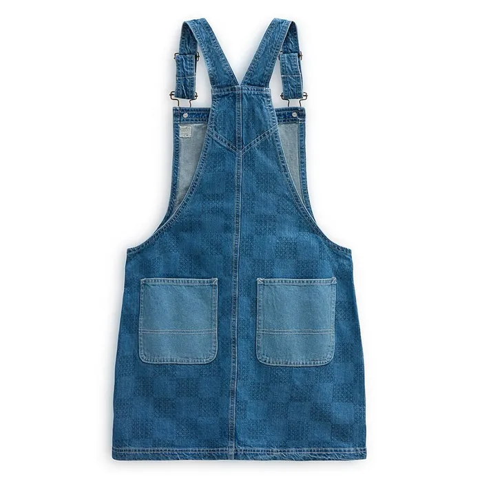Vans Dresses and Skirts Women Mended Check Denim Pinafore Dress Blue