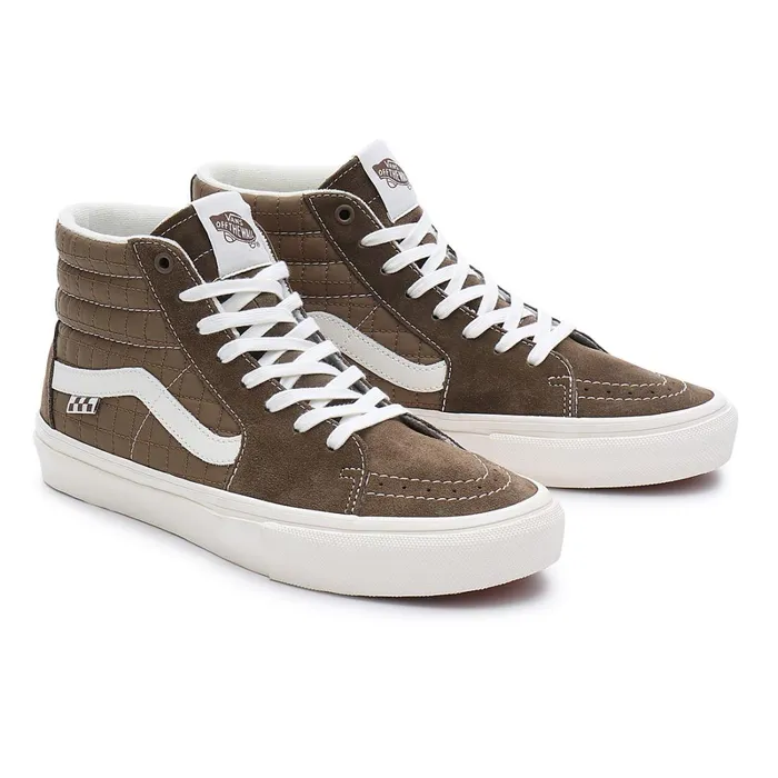 Vans HiTop Shoes Men Quilted Skate Sk8Hi Shoes Brown
