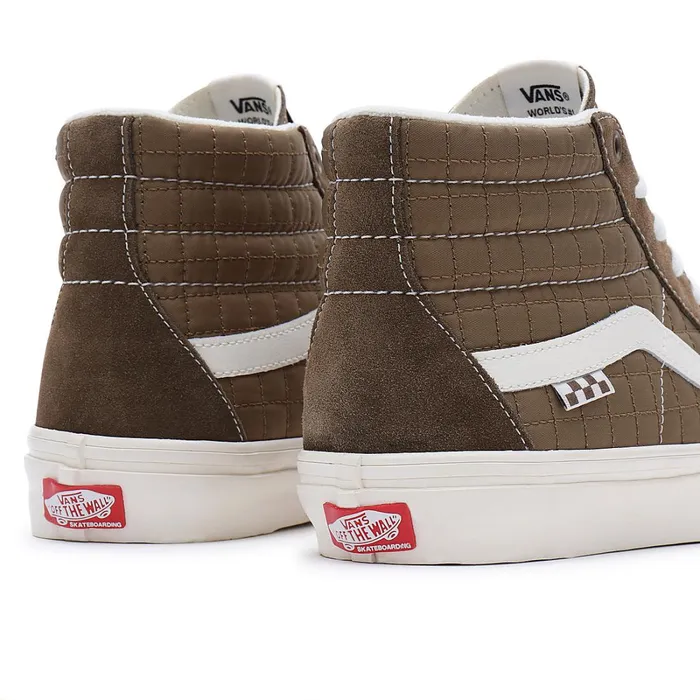 Vans HiTop Shoes Men Quilted Skate Sk8Hi Shoes Brown