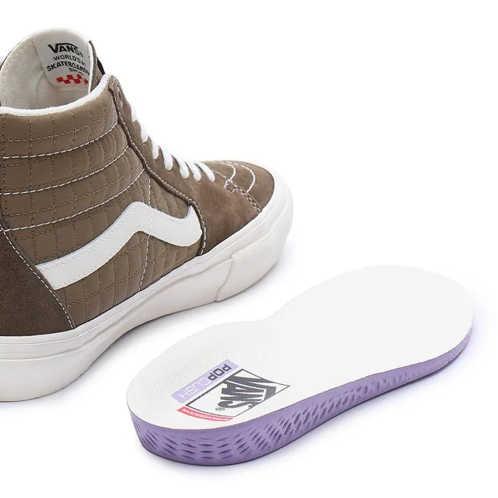 Vans HiTop Shoes Men Quilted Skate Sk8Hi Shoes Brown