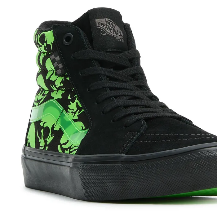 Vans HiTop Shoes Men Skate Sk8Hi Glow Skulls Shoes Green