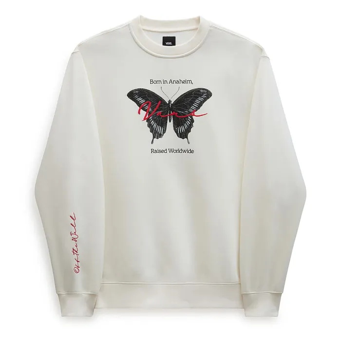 Vans Hoodies and Sweatshirts Men Born In Anaheim Loose Crew Sweatshirt White
