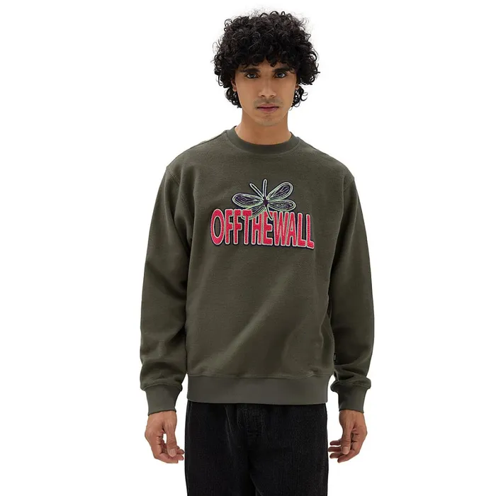 Vans Hoodies and Sweatshirts Men Bugged Out Crew Sweatshirt Green